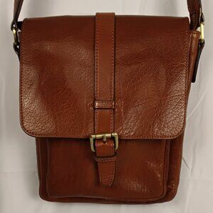 Genuine Leather Tan Crossbody / Messenger Bag (RN 75343, Made in India)